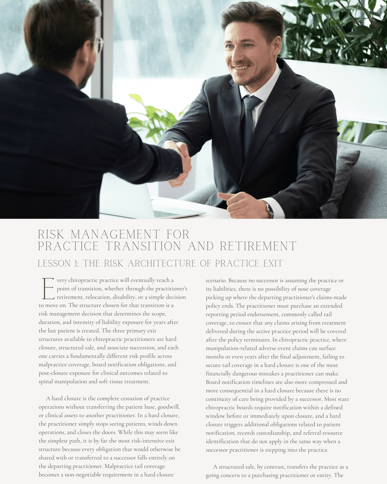 Before You Close the Door: Risk Management for Practice Transition and Retirement - Chiropractic Continuing Education, Risk Management, 1 Hour A Better Chiro