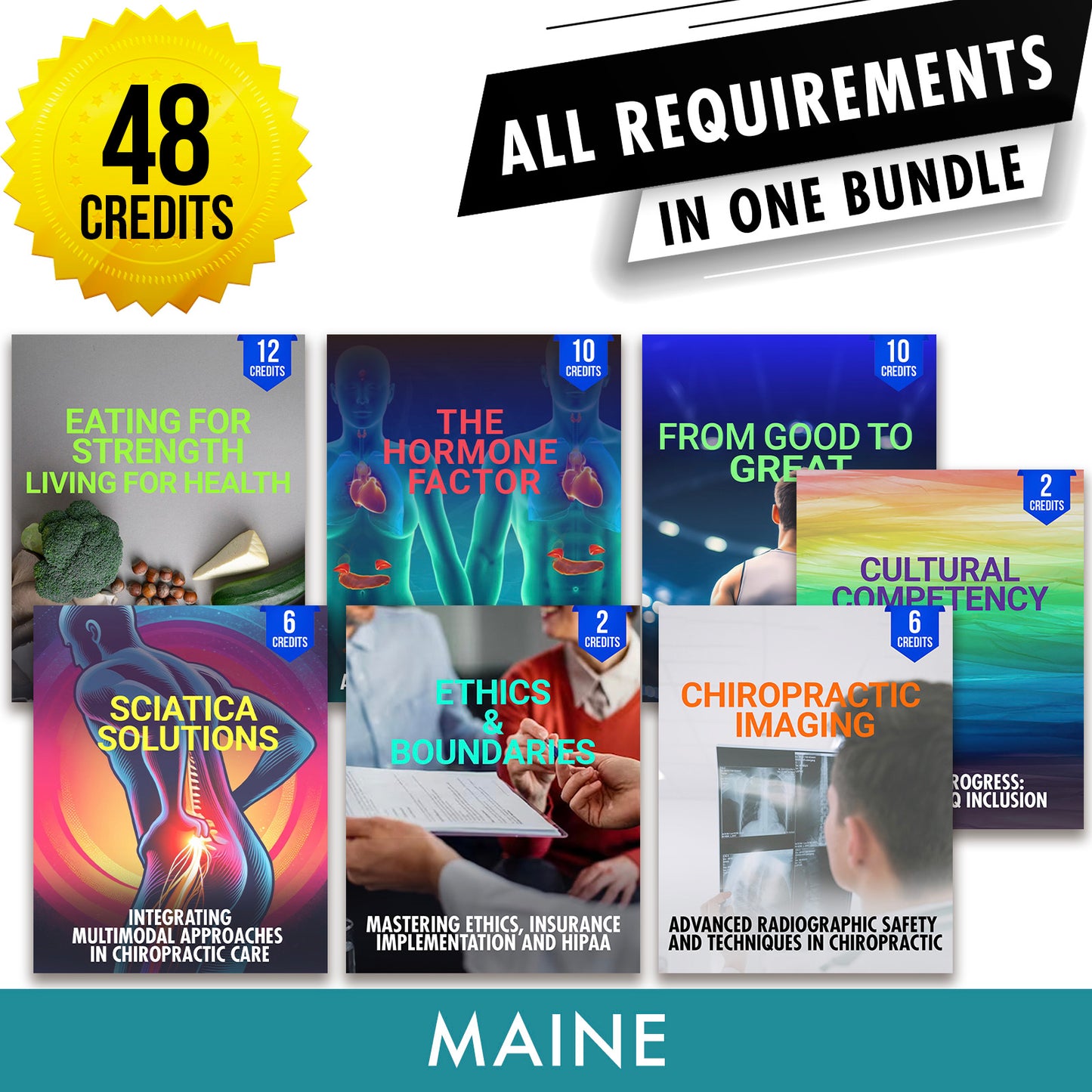 Maine Package 2: Full Recertification - All Required Chiropractic Continuing Education Hours in One Package, 48 Credits A Better Chiro