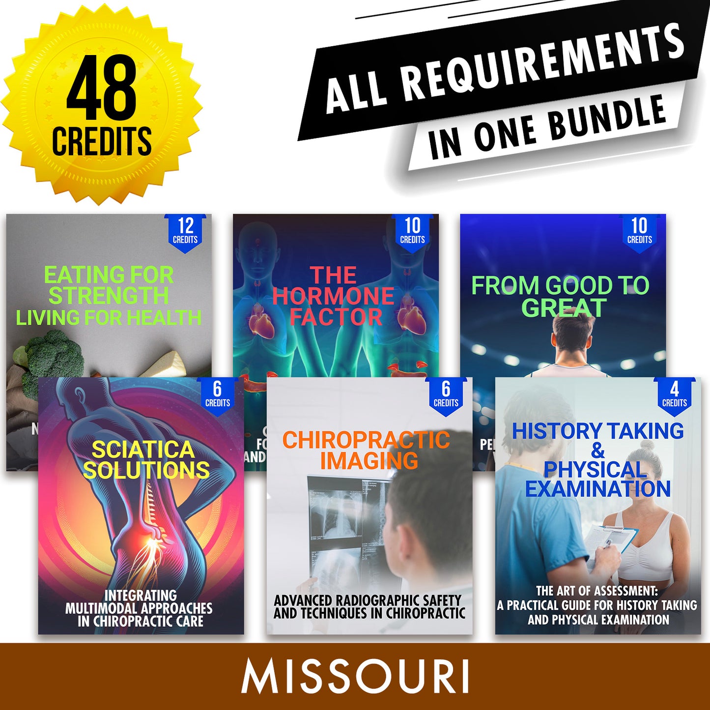 Missouri Package 2: Full Recertification - All Required Chiropractic Continuing Education Hours in One Package, 48 Credits A Better Chiro