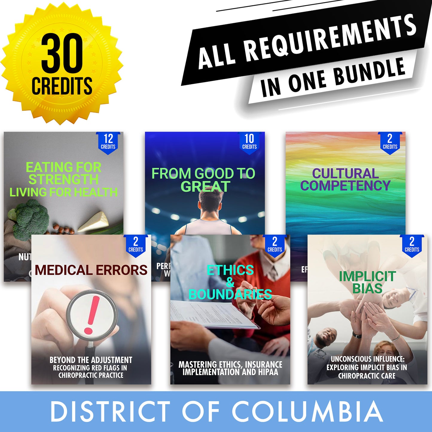 District of Columbia Package 2: Full Recertification - All Required Chiropractic Continuing Education Hours in One Package, 30 Credits A Better Chiro