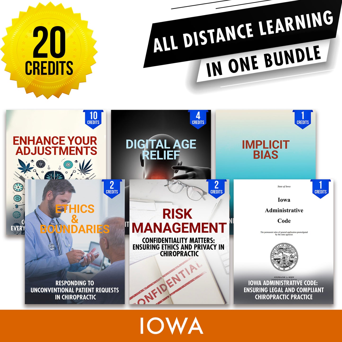 Iowa Online CE Bundle 2: Independent Study Package, Chiropractic Continuing Education, 20 Credits A Better Chiro