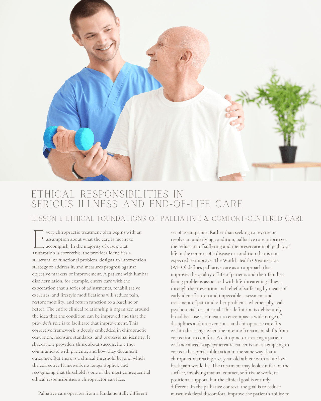 Comfort Over Cure: Ethical Responsibilities in Serious Illness and End-of-Life Care - Chiropractic Continuing Education, 2 Hours A Better Chiro