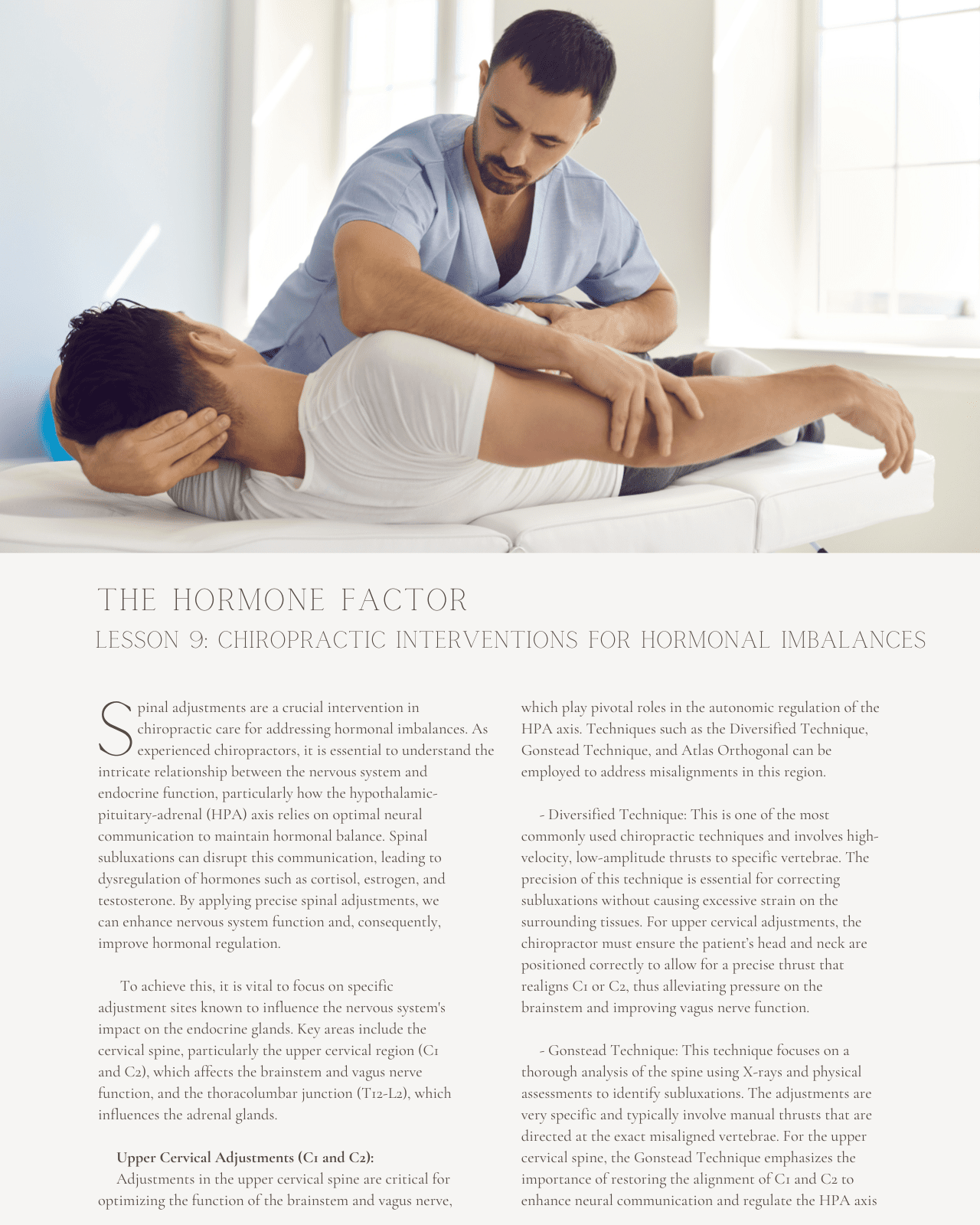 The Hormone Factor: Chiropractic Approach for Hormonal Imbalance and Musculoskeletal Function - Chiropractic Continuing Education, General, 10 Credits A Better Chiro