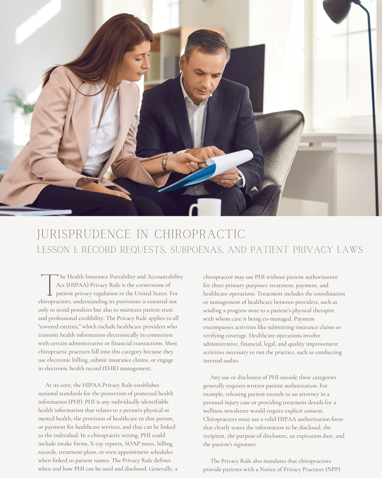 Jurisprudence in Chiropractic: Records, Subpoenas, and Patient Privacy - Chiropractic Continuing Education, Jurisprudence, 1 Hour A Better Chiro