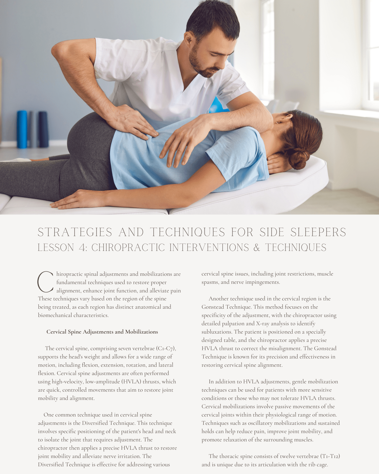 Sleeping Smart: Chiropractic Strategies and Techniques for Side Sleepers - Chiropractic Continuing Education, General Adjustive Technique, 6 Credits A Better Chiro