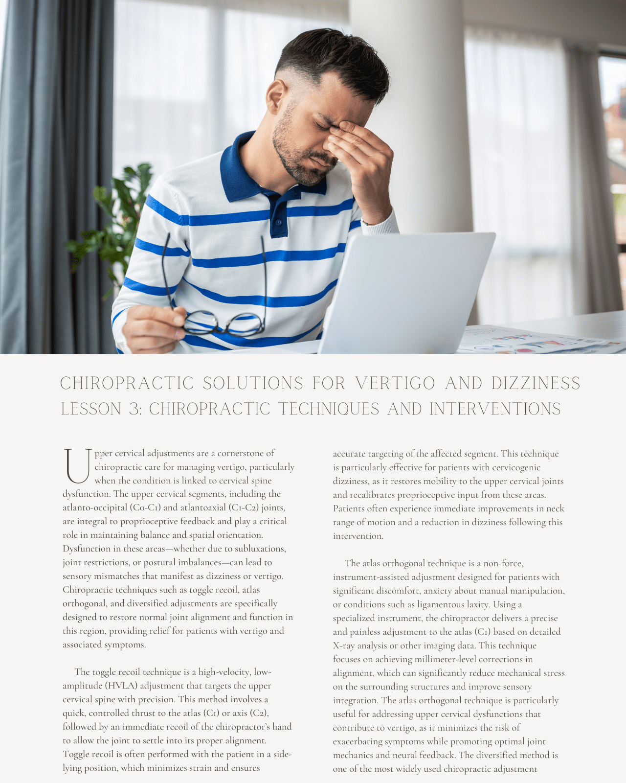 Steady Spine, Steady Mind: Chiropractic Solutions for Vertigo and Dizziness - Chiropractic Continuing Education, Adjustive Technique, 8 Credits A Better Chiro