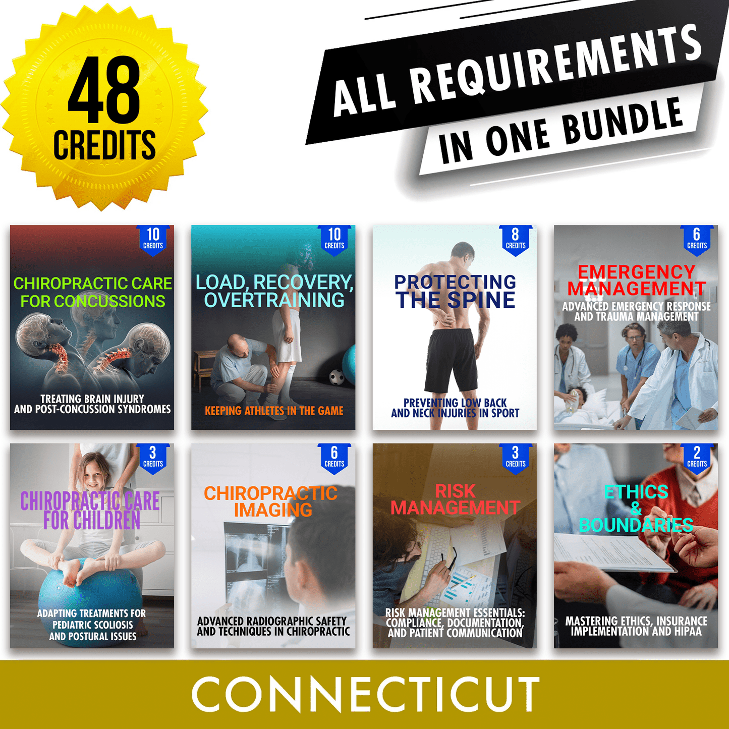 Connecticut Package 1: Full Recertification - All Required Chiropractic Continuing Education Hours in One Package, 48 Credits A Better Chiro