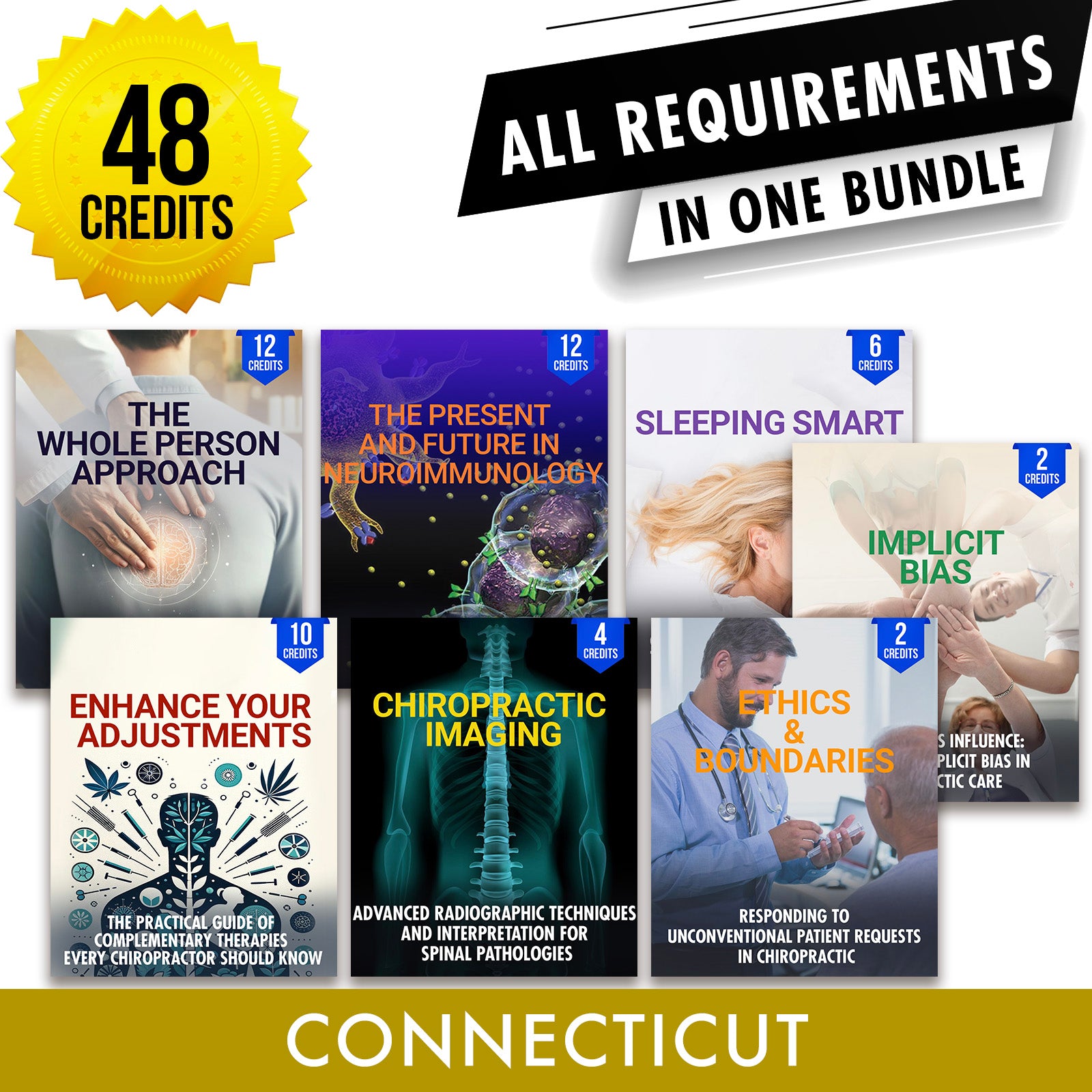 Connecticut Package 1: Full Recertification - All Required Chiropractic Continuing Education Hours in One Package, 48 Credits A Better Chiro