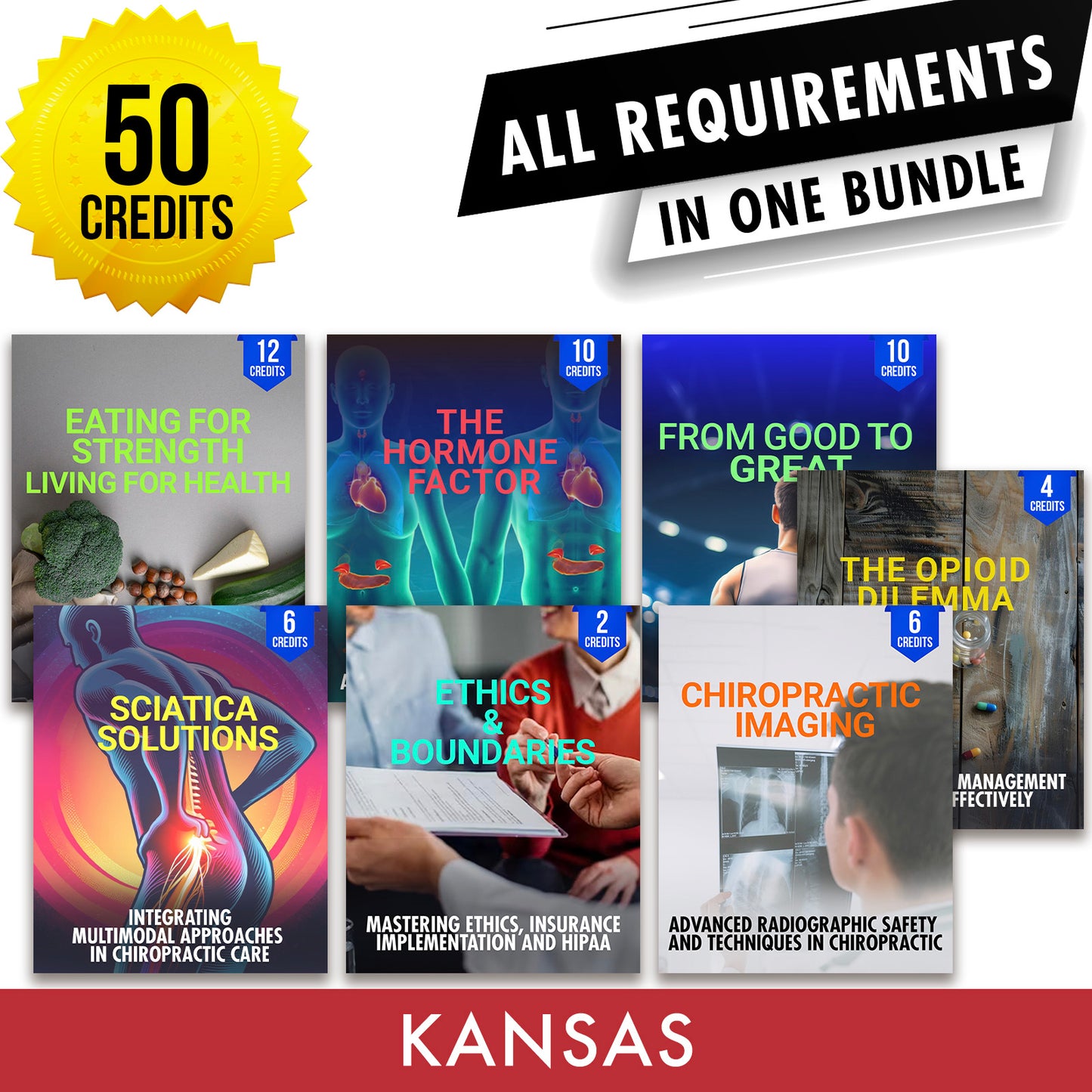 Kansas Package 2: Full Recertification - All Required Chiropractic Continuing Education Hours in One Package, 50 Credits A Better Chiro