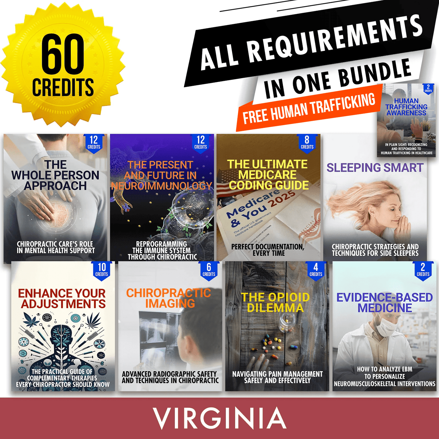 Virginia Package 1: Full Recertification - All Required Chiropractic Continuing Education Hours in One Package, 60 Credits A Better Chiro