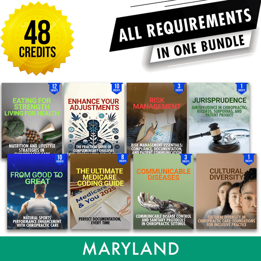 Maryland Package 1: Full Recertification - All Required Chiropractic Continuing Education Hours in One Package, 48 Credits A Better Chiro
