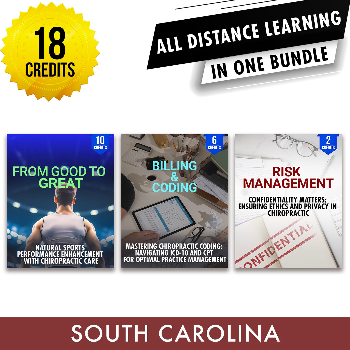 South Carolina Online CE Bundle 1: Independent Study Package, Chiropractic Continuing Education, 18 Credits A Better Chiro