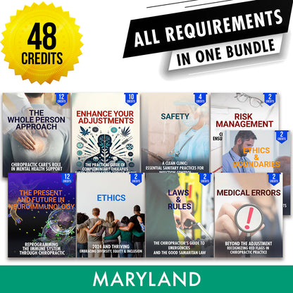 Maryland Package 1: Full Recertification - All Required Chiropractic Continuing Education Hours in One Package, 48 Credits A Better Chiro