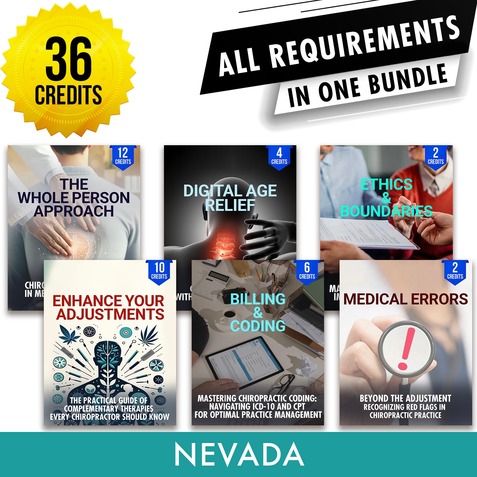 Nevada Package 1: Full Recertification - All Required Chiropractic Continuing Education Hours in One Package, 36 Credits A Better Chiro