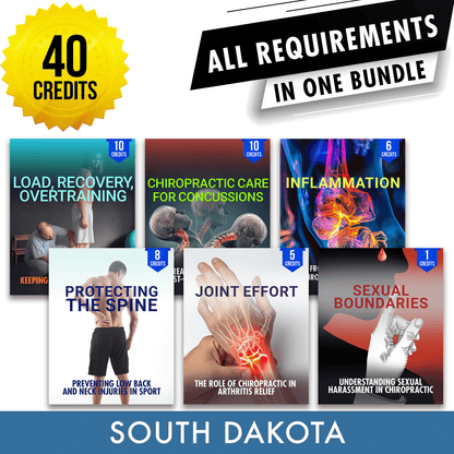South Dakota Package 1: *NEW FOR 2027* Full Recertification - All Required Chiropractic Continuing Education Hours in One Package, 40 Credits A Better Chiro