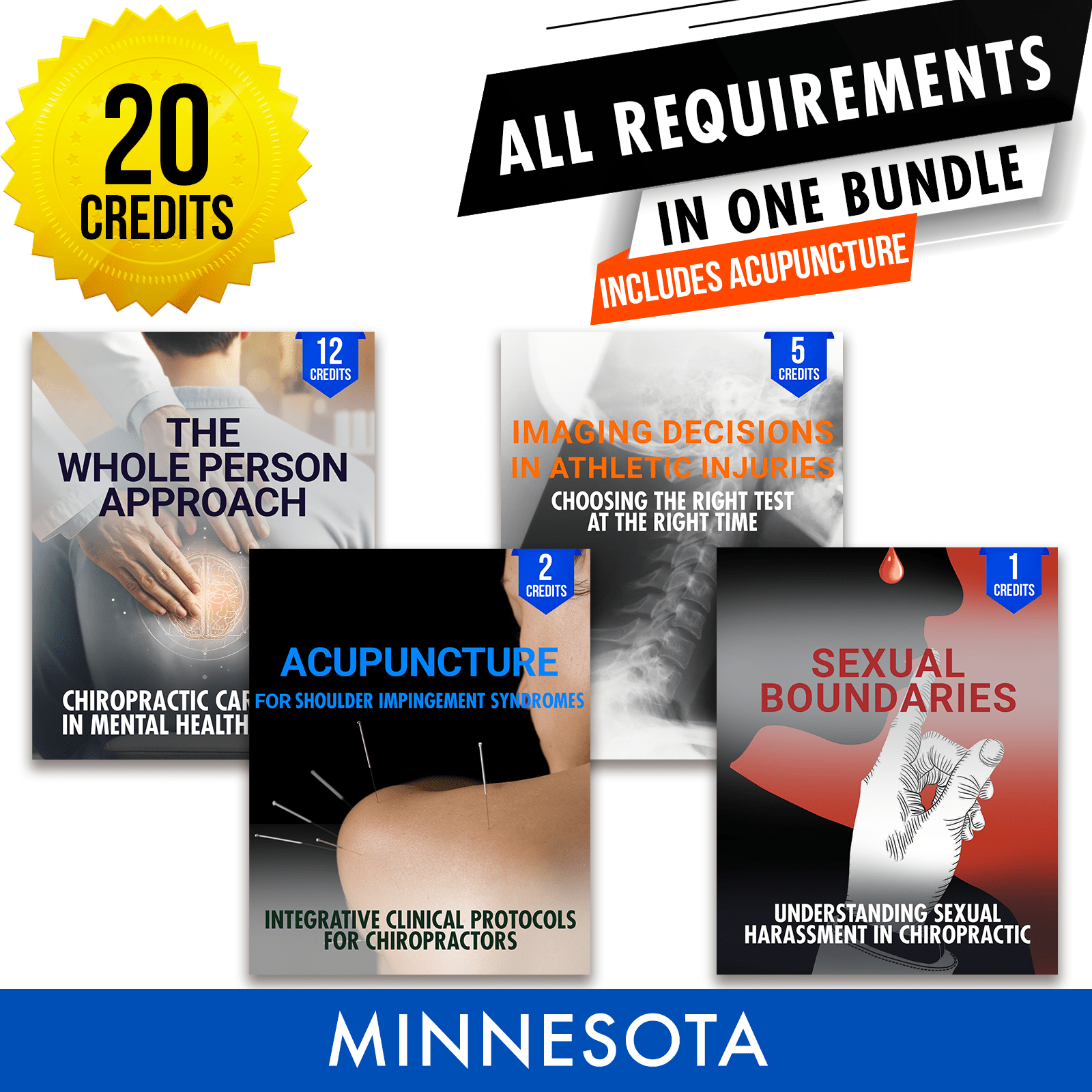 Minnesota Package 2: *NEW FOR 2026* Full Recertification With Acupuncture - All Required Chiropractic Continuing Education Hours in One Package, 20 Credits A Better Chiro