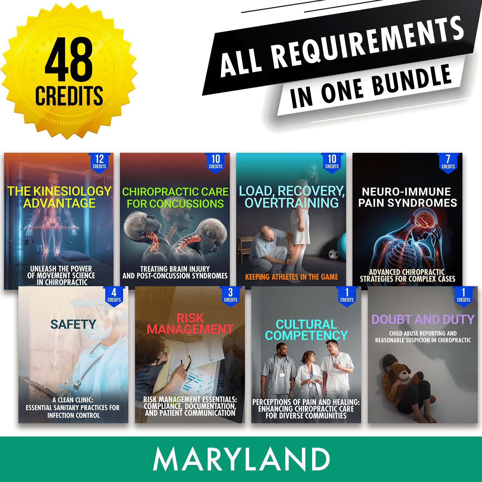 Maryland Package 2: Full Recertification - All Required Chiropractic Continuing Education Hours in One Package, 48 Credits A Better Chiro