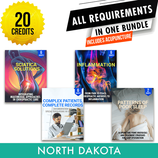 North Dakota Package 2: *NEW FOR 2026* Full Recertification With Acupuncture - All Required Chiropractic Continuing Education Hours in One Package, 20 Credits A Better Chiro