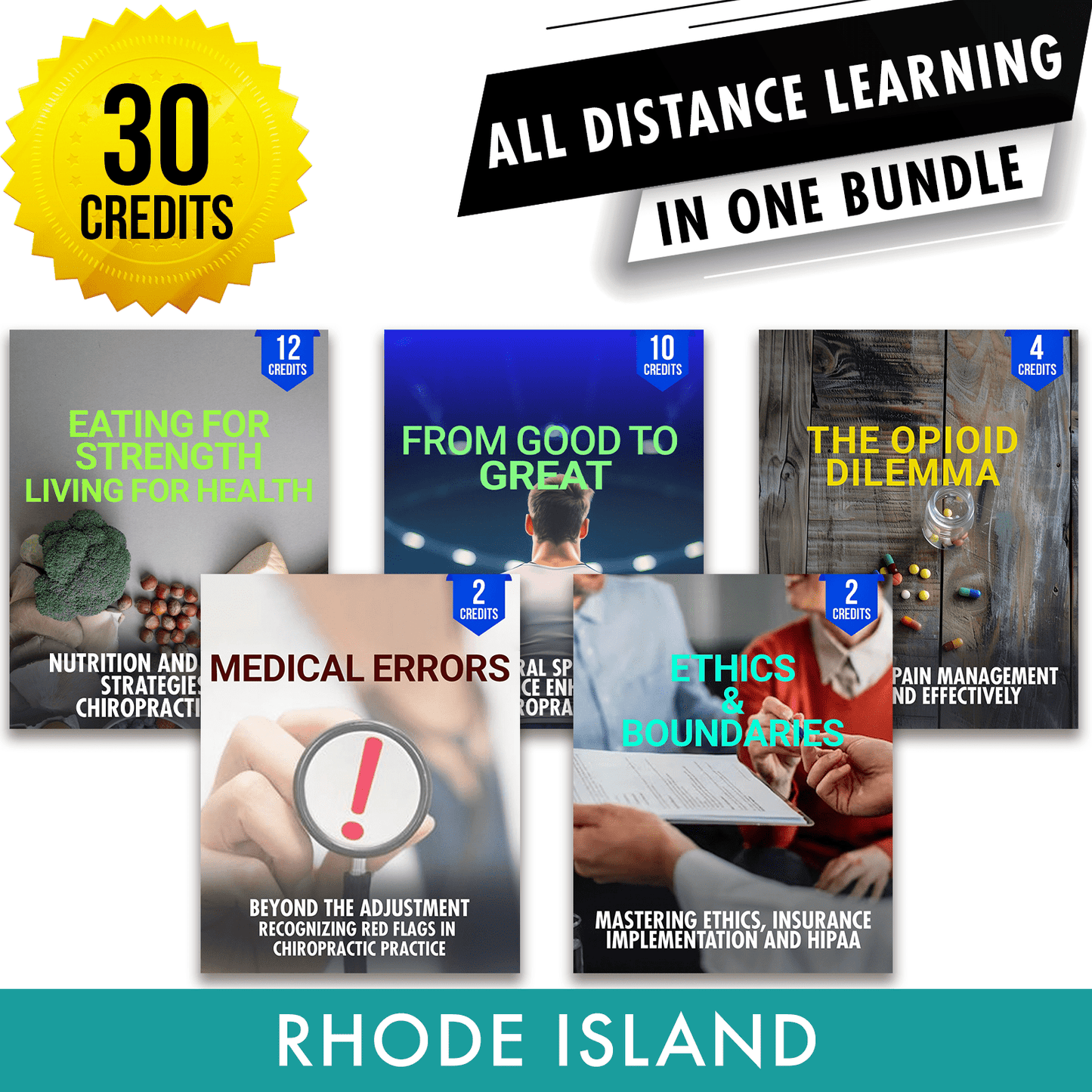 Rhode Island Package 2: Full Recertification - All Required Chiropractic Continuing Education Hours in One Package, 30 Credits A Better Chiro