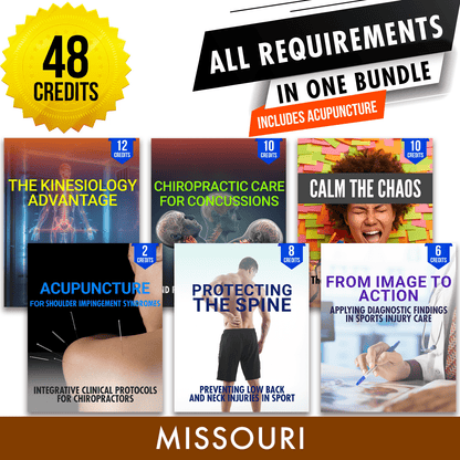 Missouri Package 2: *NEW FOR 2027* Full Recertification With Acupuncture - All Required Chiropractic Continuing Education Hours in One Package, 48 Credits A Better Chiro