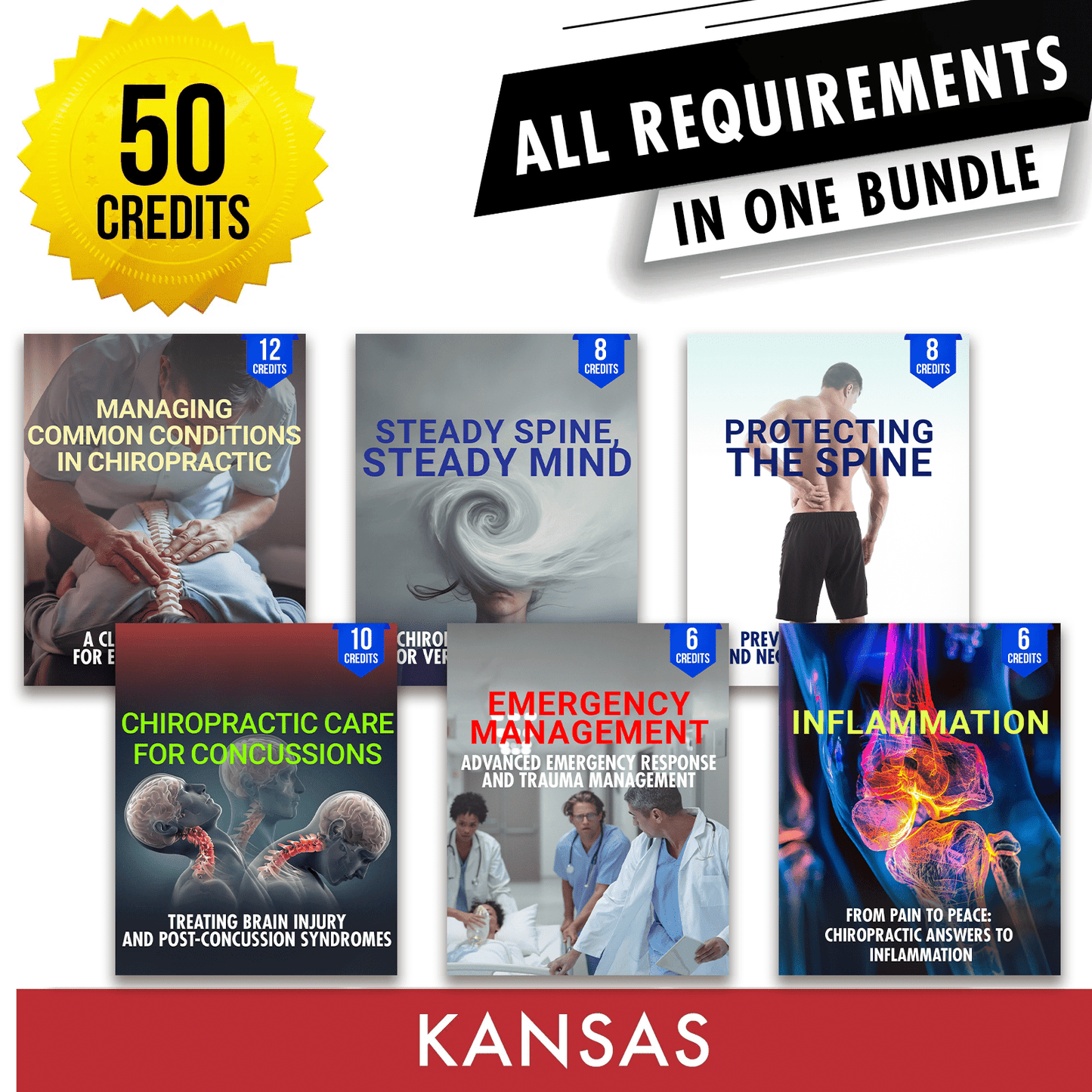 Kansas Package 3: Full Recertification - All Required Chiropractic Continuing Education Hours in One Package, 50 Credits A Better Chiro