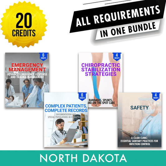 North Dakota Package 1: *NEW FOR 2027* Full Recertification - All Required Chiropractic Continuing Education Hours in One Package, 20 Credits A Better Chiro