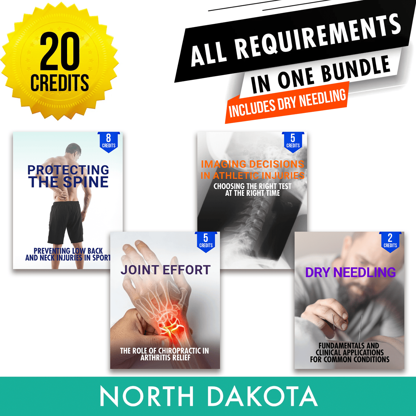 North Dakota Package 3: *NEW FOR 2026* Full Recertification With Dry Needling - All Required Chiropractic Continuing Education Hours in One Package, 20 Credits A Better Chiro