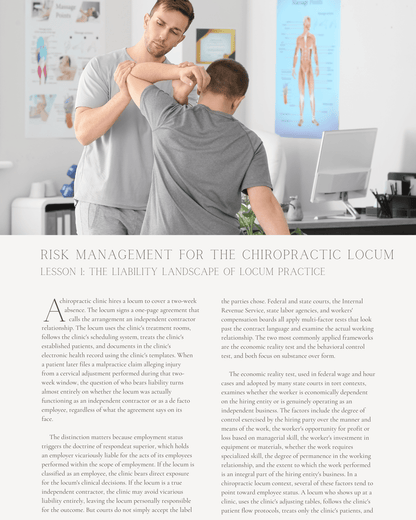 Filling In Without Falling Exposed: Risk Management for the Chiropractic Locum - Chiropractic Continuing Education, Risk Management, 1 Hour A Better Chiro