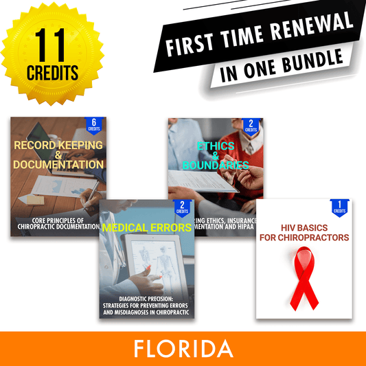 Florida Package 4: First Time Renewal - All Required Chiropractic Continuing Education Hours in One Package, 11 Credits A Better Chiro