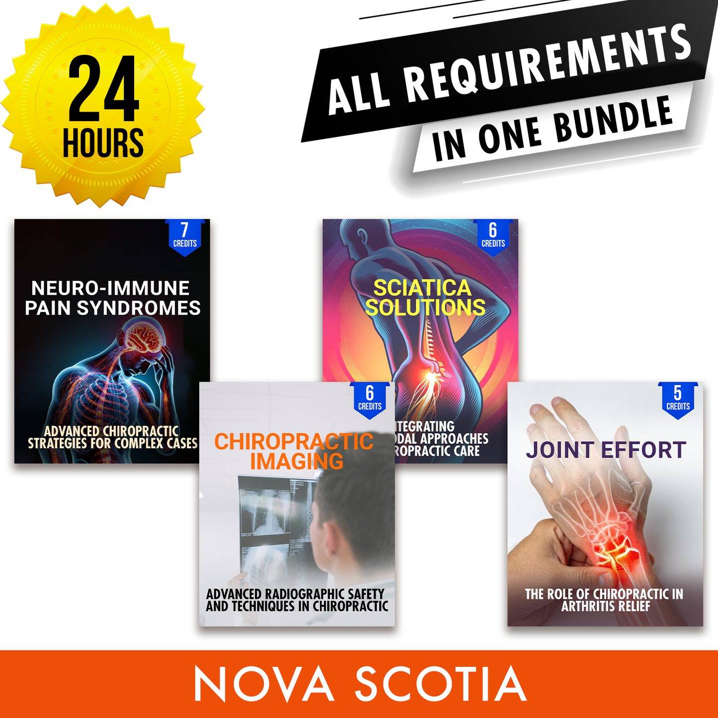 Nova Scotia Package 1: Full Recertification - All Required Chiropractic Continuing Professional Development in One Package, 24 Hours