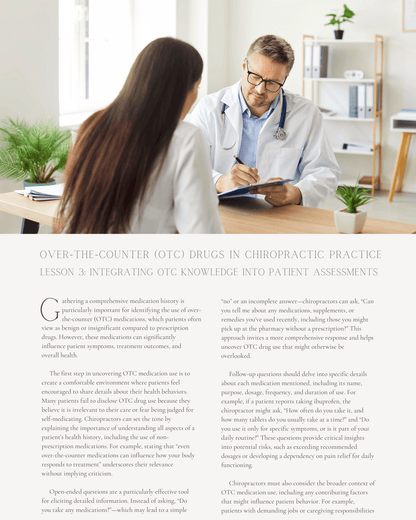 Over-the-Counter OTC Drugs in Chiropractic Practice: Implications for Patient Safety and Recovery - Chiropractic Continuing Education, OTC Drugs, 4 Credits A Better Chiro