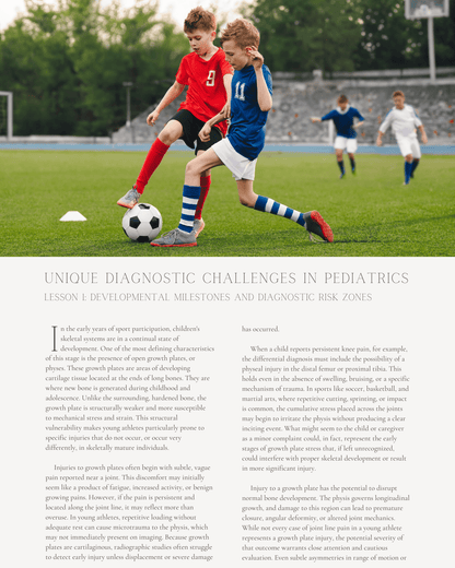 The Young Athlete: Unique Diagnostic Challenges in Pediatrics - Chiropractic Continuing Education, Sports Medicine, 5 Hours A Better Chiro