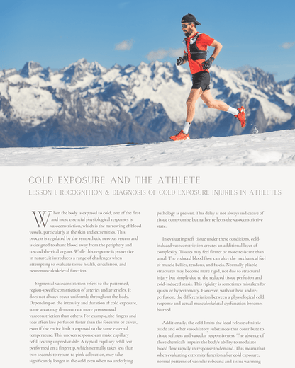Cold Exposure and the Athlete: Recognition, Prevention, and Care - Chiropractic Continuing Education, Sports Medicine, 4 Hours A Better Chiro