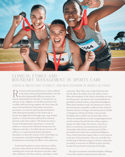 Winning at Any Cost: Clinical Ethics and Boundary Management in Sports Care - Chiropractic Continuing Education, Ethics, 2 Hours A Better Chiro